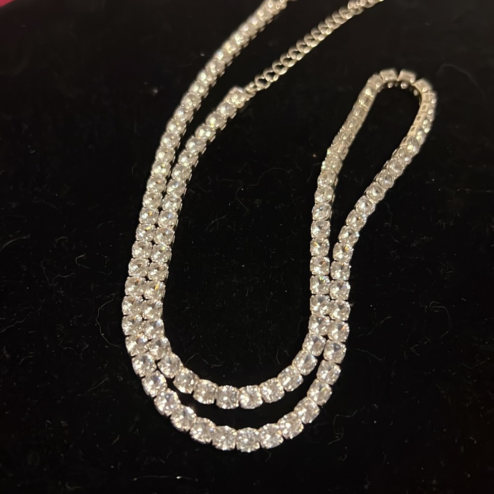 Round Cut CZ Diamonds Necklace Unisex 18” Silver-tone BRAND NEW - Picture 2 of 8